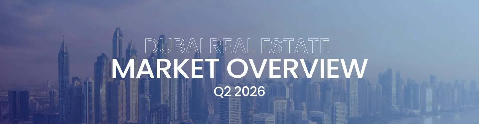 Panoramic view of the Dubai skyline highlighting luxury developments, representing the Q2 2026 property market overview