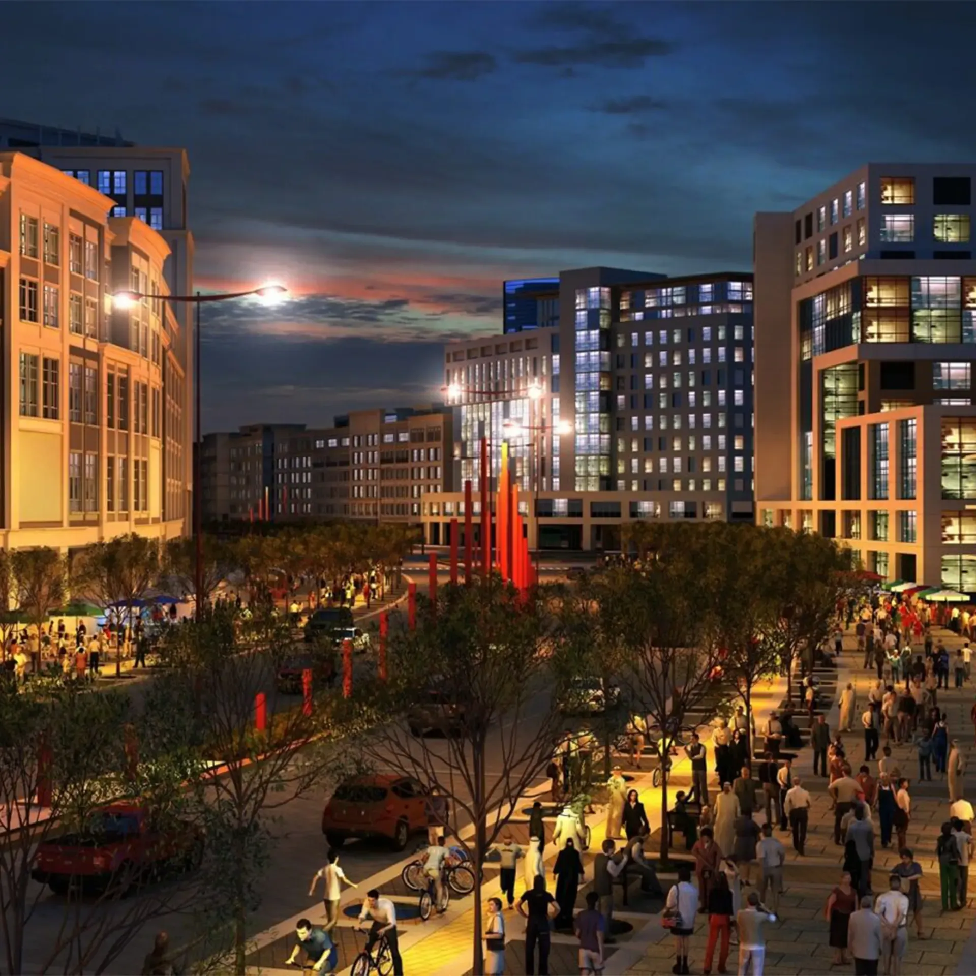 Modern apartment building in Motor City, a real estate investment opportunity